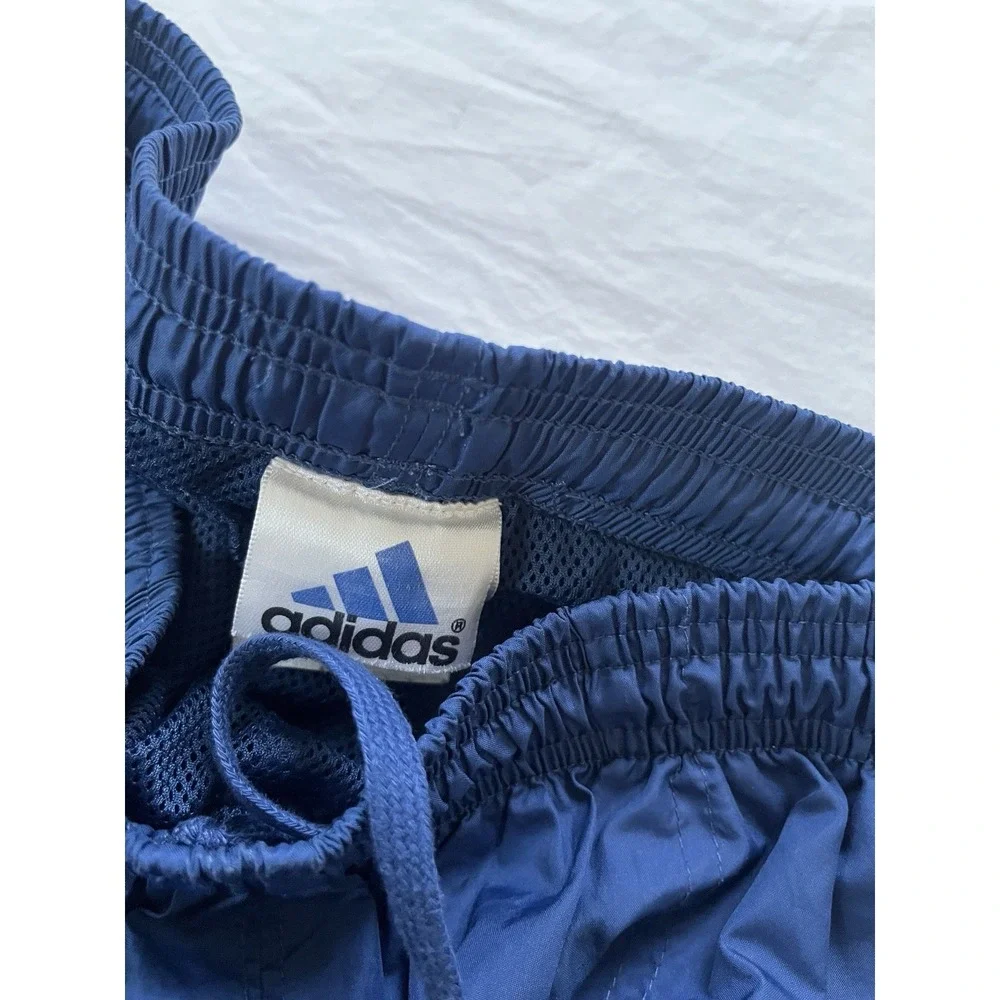 Y2K Adidas Striped Track Pants Windbreaker Size Large Men's Blue 3 Stripe